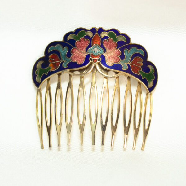 Vintage Cloisonne Enamel Hair Comb