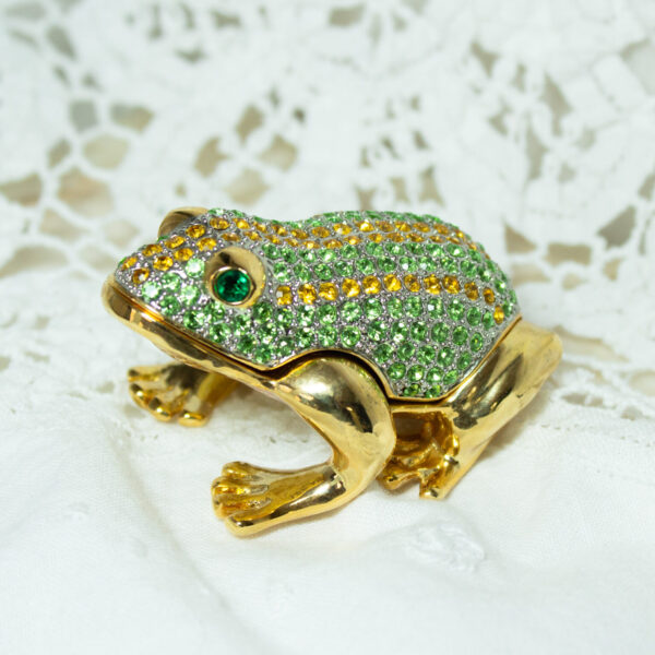 Rucinni  Bejeweled Frog Trinket Box With Hinged Lid
