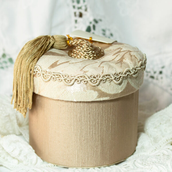 Fabric Trinket Box Dusty Rose Tassel On Lid
