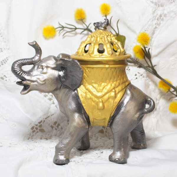 Vintage Pewter Elephant Incense Burner