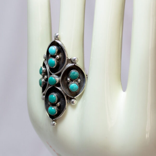 Turquoise Sterling Ring Signed Southwest Design