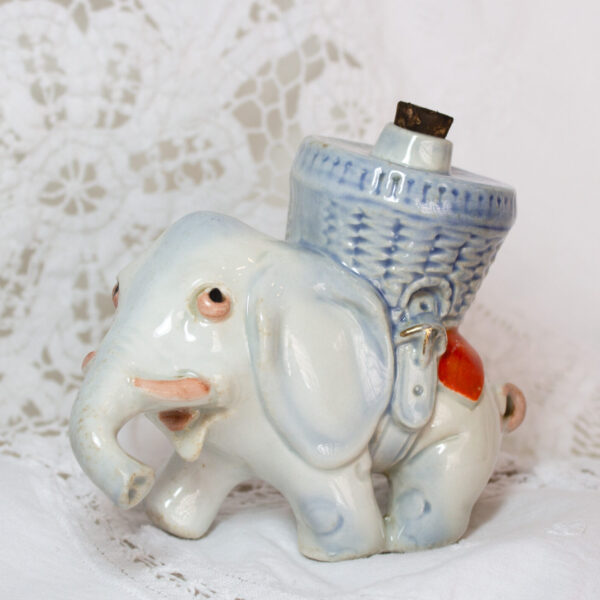 Elephant With Blue Basket Whiskey Flask Decanter Little Nipper Empty