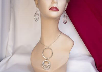 Silver Bangle Necklace and Earrings