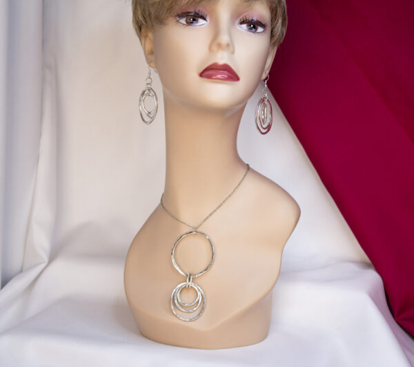 Silver Bangle Necklace and Earrings