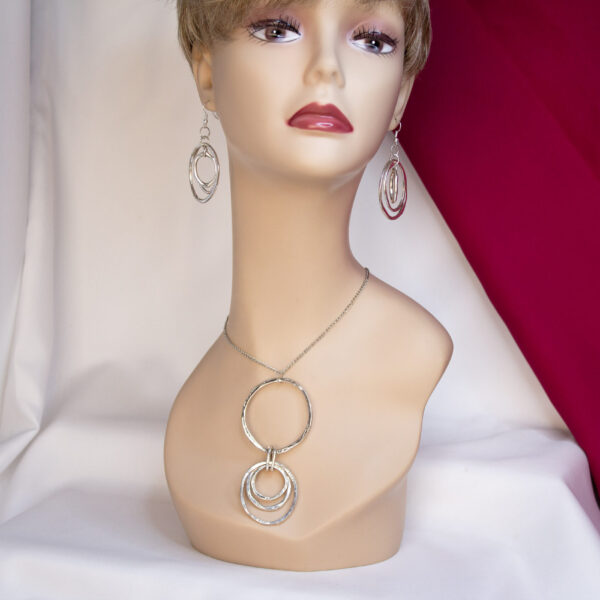 Silver Bangle Necklace and Earrings