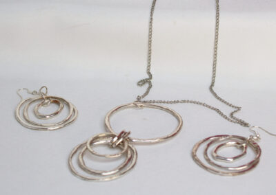 Silver Bangle Necklace and Earrings