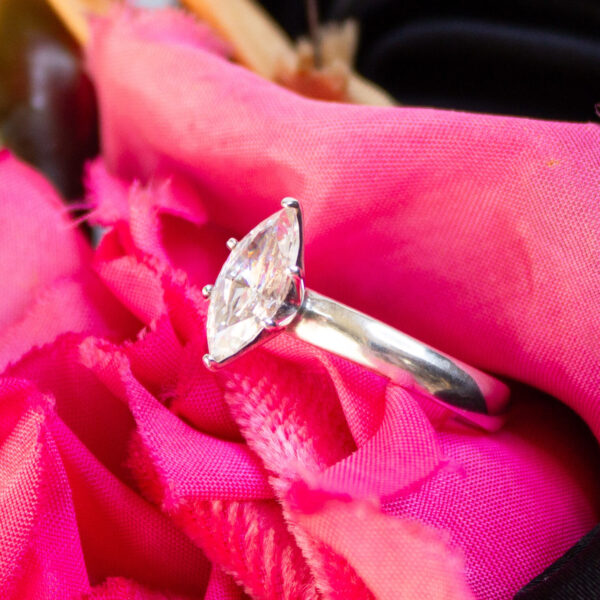Vintage Sterling Cocktail Ring With CZ Gemstone US Size 8 1/2