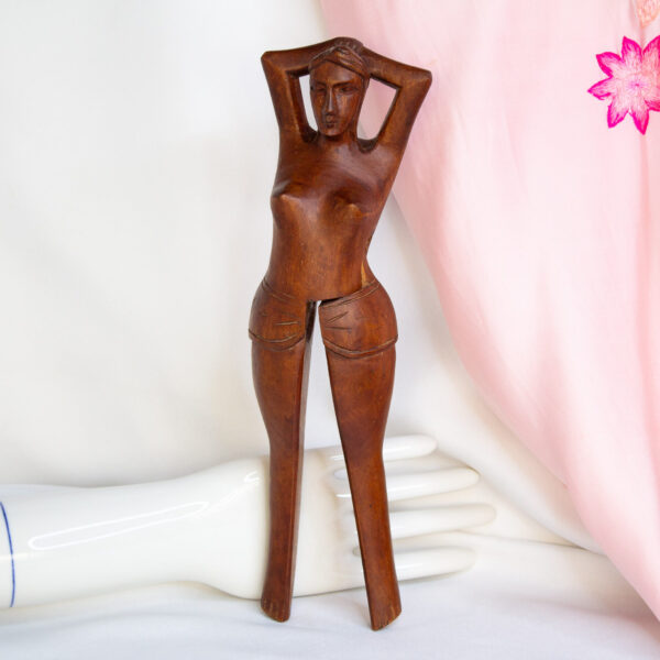 Vintage Nude Woman Wood Nut Cracker