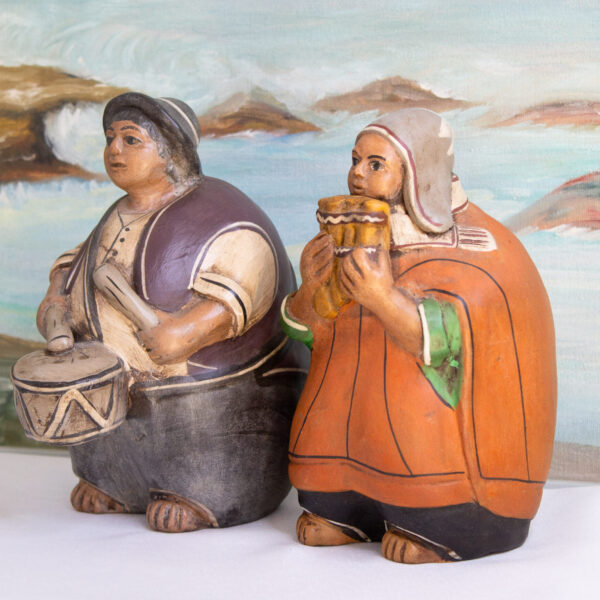 Vintage Folk Art Pottery Musician Sculptures, Peru