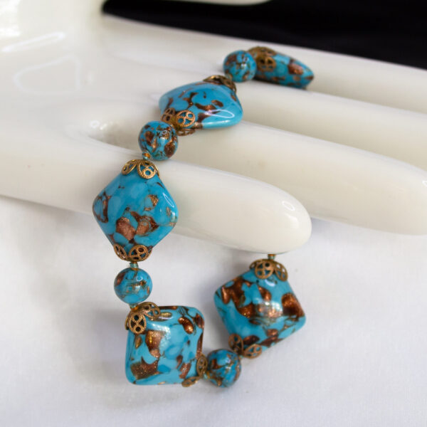 Blue Glass Copper Foil Bracelet