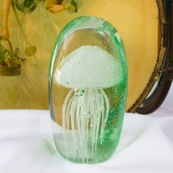Vintage Green Jellyfish Paperweight