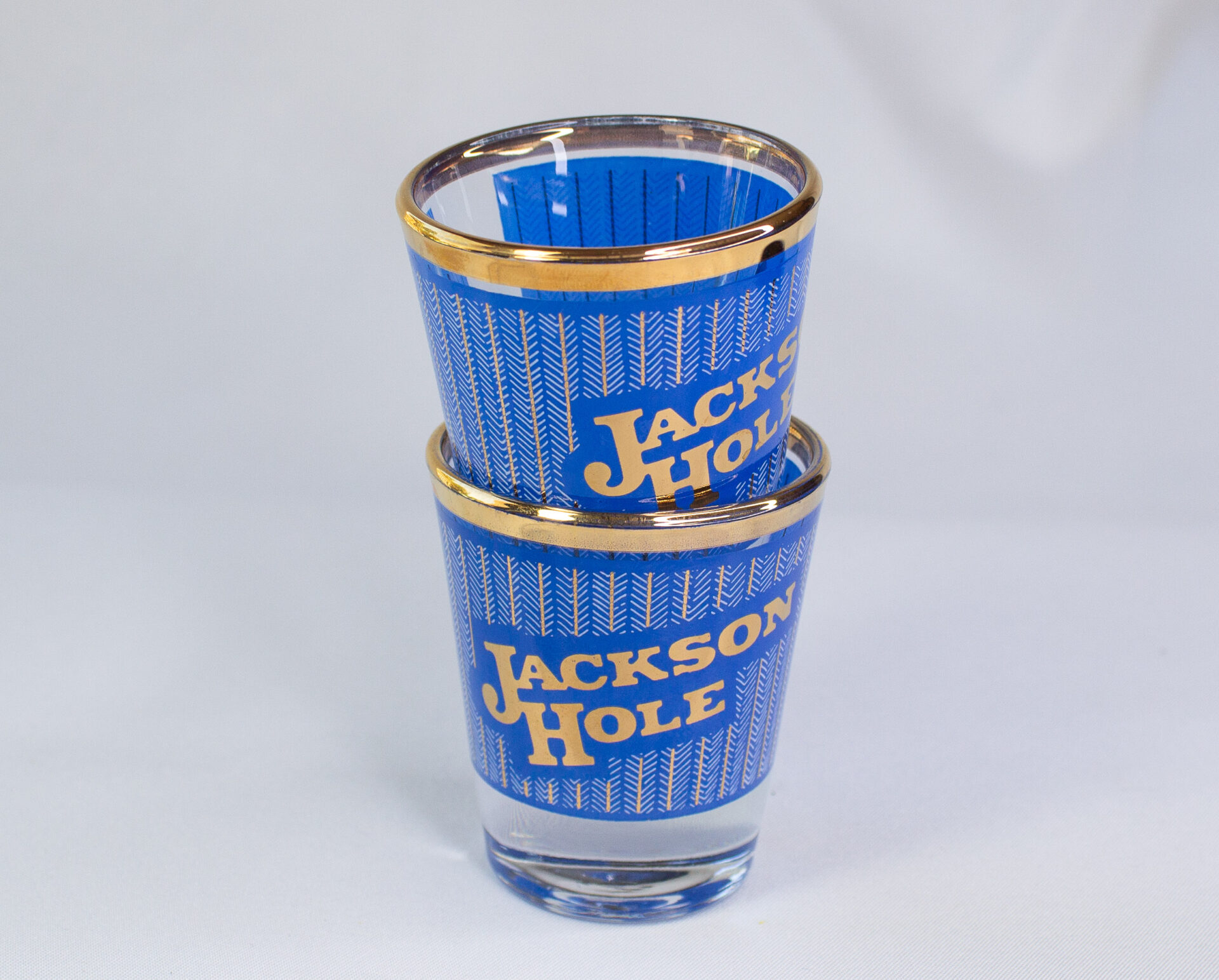 Vintage Shot Glass Souvenir Set of 2 Jackson Hole Wyoming