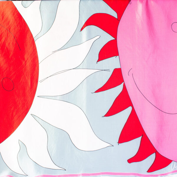 Vintage Pink Sun and Moon Scarf By Vera 1960s