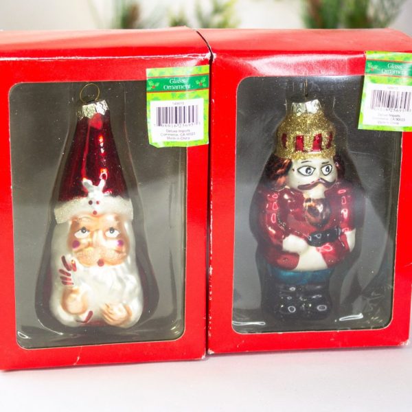 Vintage Santa & Nutcracker Ornament Boxed Set
