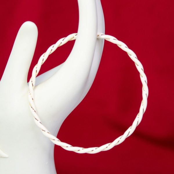 Bone Bangle Bracelet 14K Yellow Gold Twisted Wire Accent
